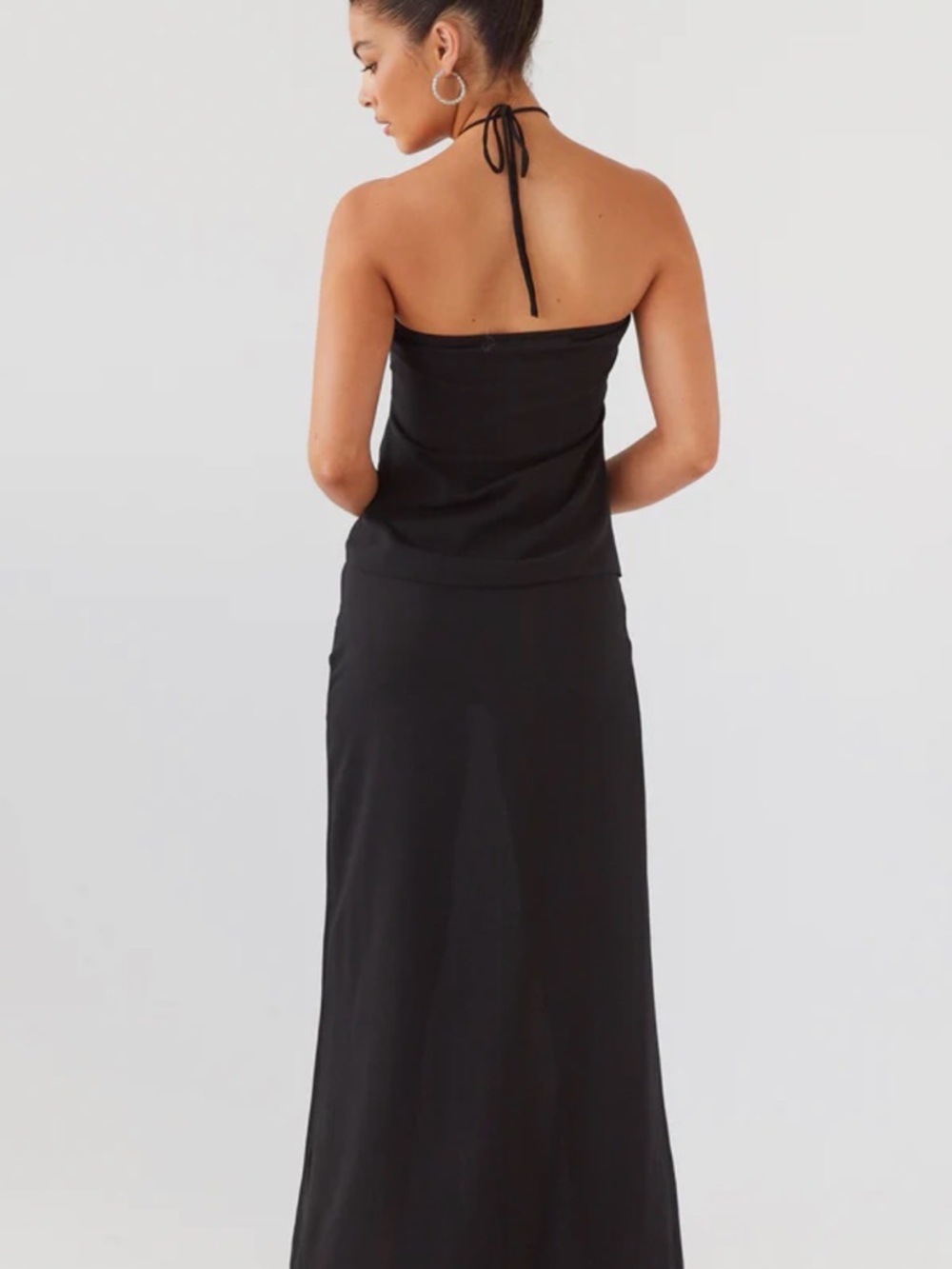 Black Skirt Set - Halter top with Front Twist Detail - Picture 2 of 2